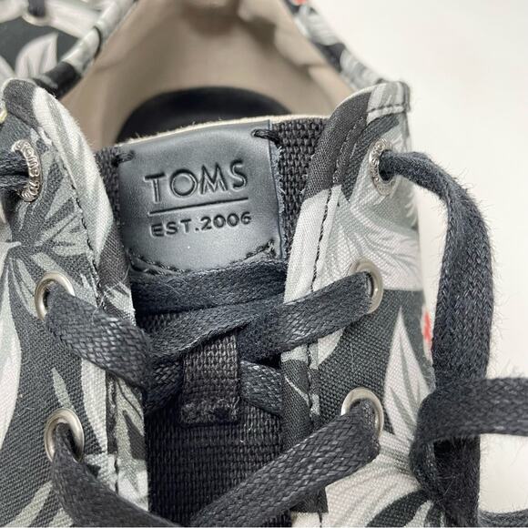 TOMS Trvl Lite Low Black Tropical Lace Up Canvas Sneakers Tennis Shoes mens 12 - Picture 9 of 14
